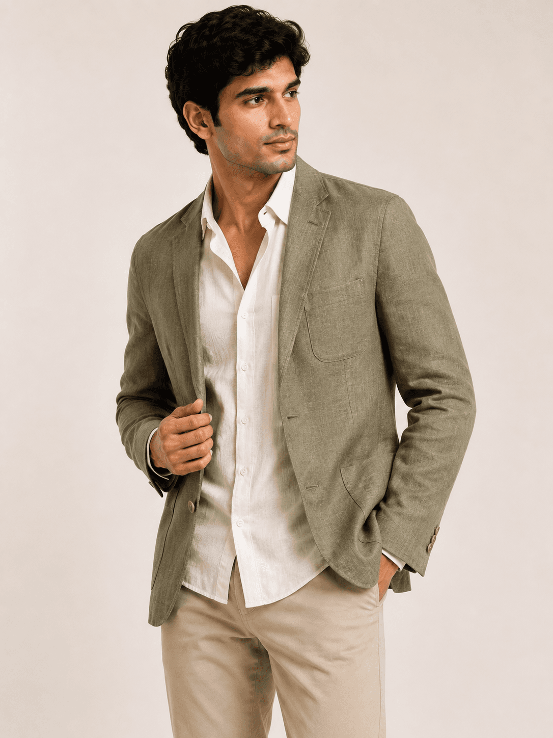 Men's Unstructured Linen Blazer
